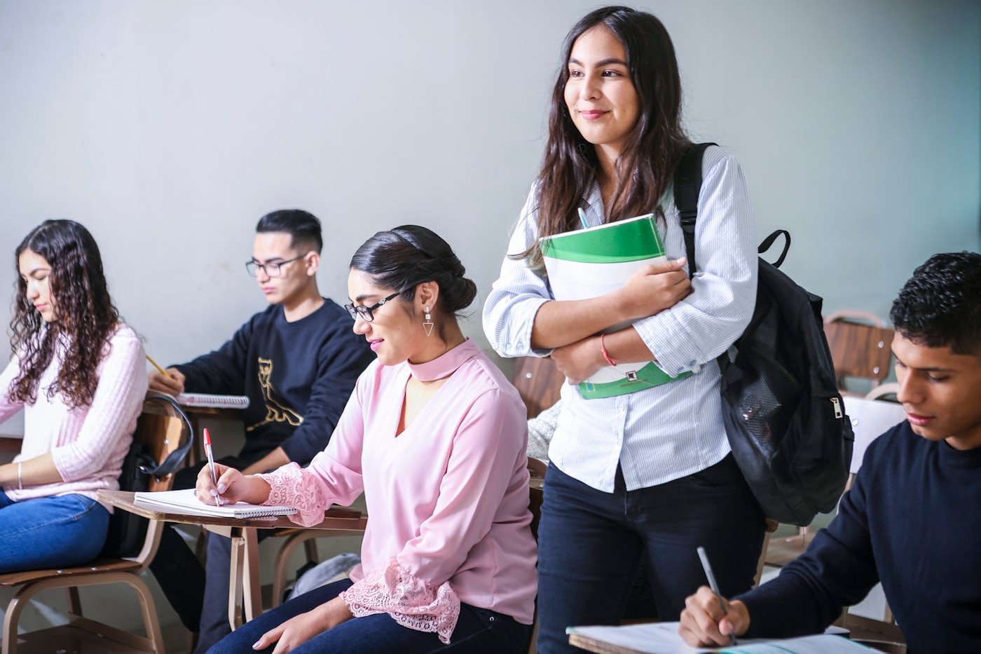 Students talking together on campus